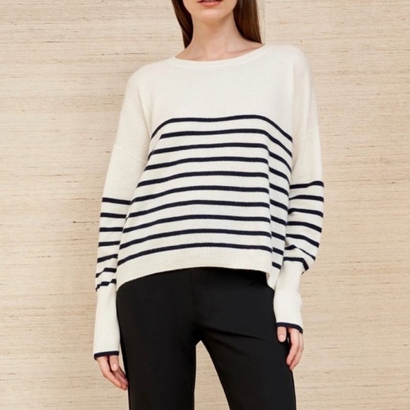 NWT La Ligne Oversized Lean Line Cashmere Sweater Size Large Sailor Stripe‎